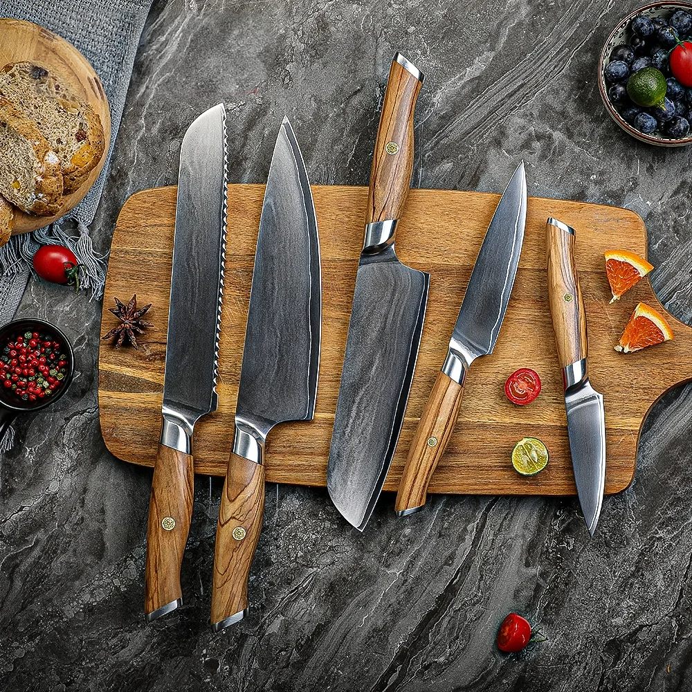 Premium VG-10 Chef Knives with Olive Wood Handles – Japanese Precision