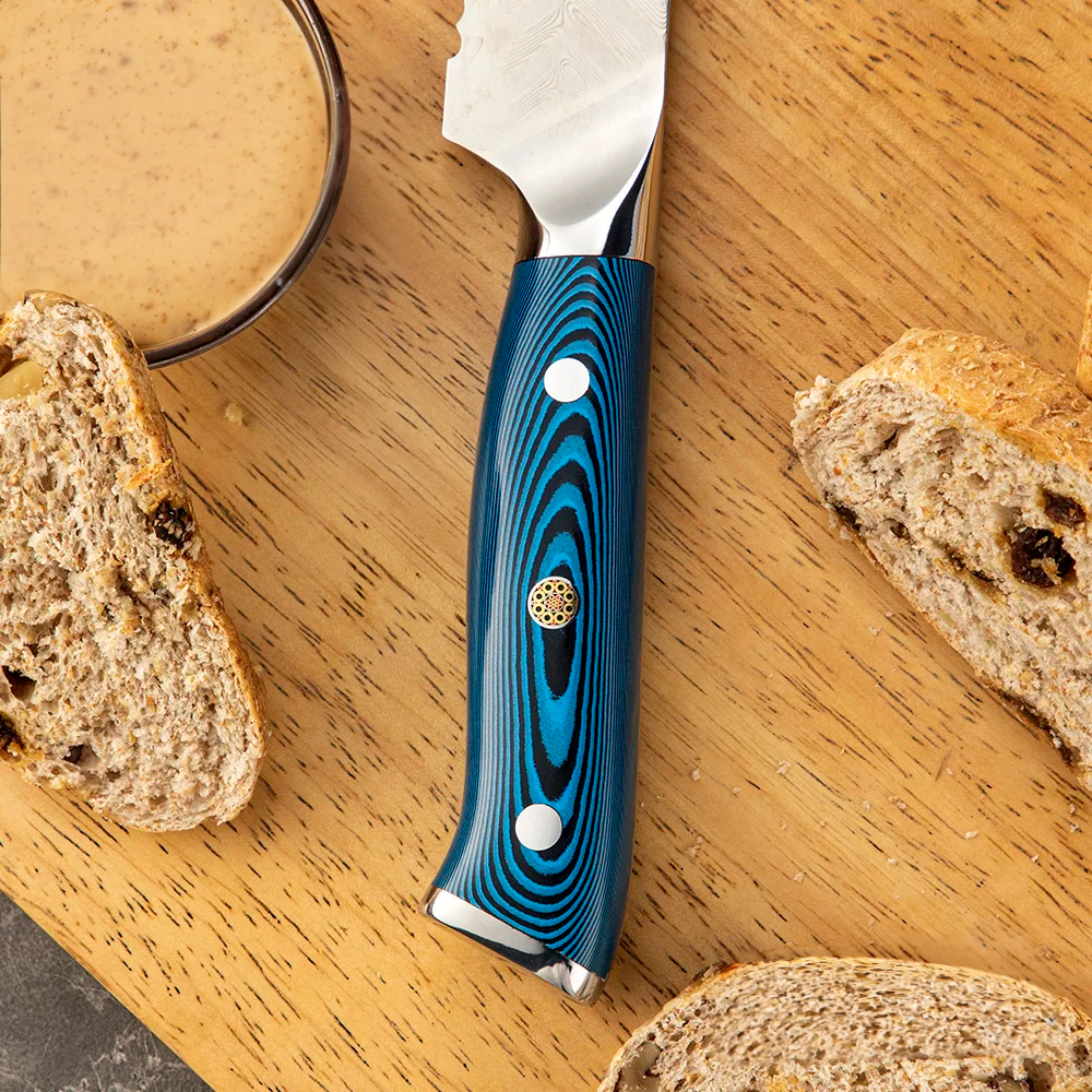 Bread High-Carbon Martensitic Stainless Steel Blue Pakkawood Handle 20cm - Hikari