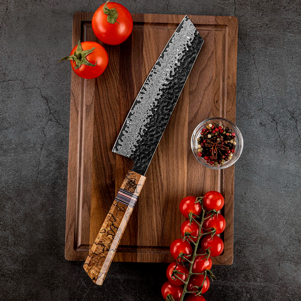 Multi-Purpose Kiritsuke Knife, Hikari – VG -10 Damascus Steel, Maple Handle - Ideal for Meat and Vegetables - Hikari