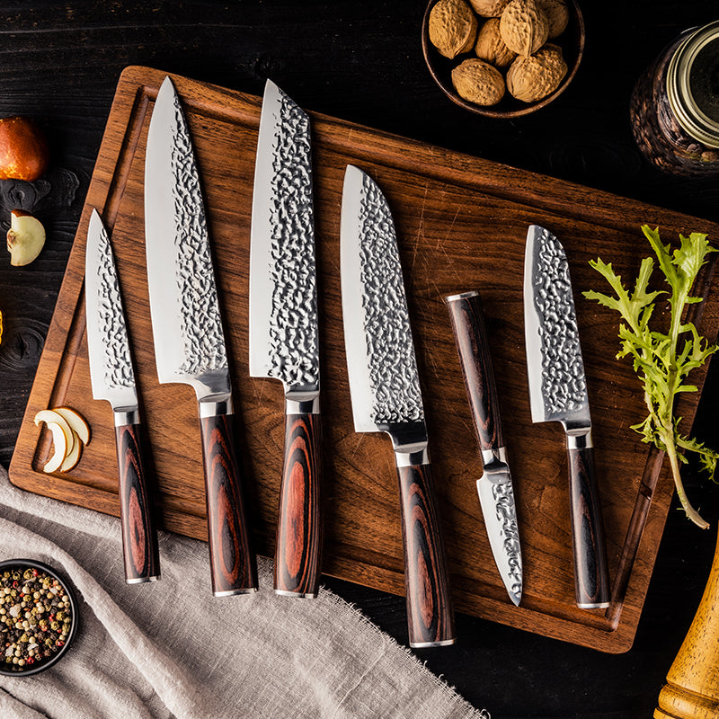 Stainless Steel Hammered with Pakkawood Handle