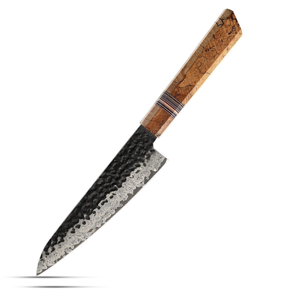 Petty / Utility [Small Knives] - Petty Knife, Hikari – Damascus Blade with Maple Handle for Intricate Culinary Tasks - Hikari 