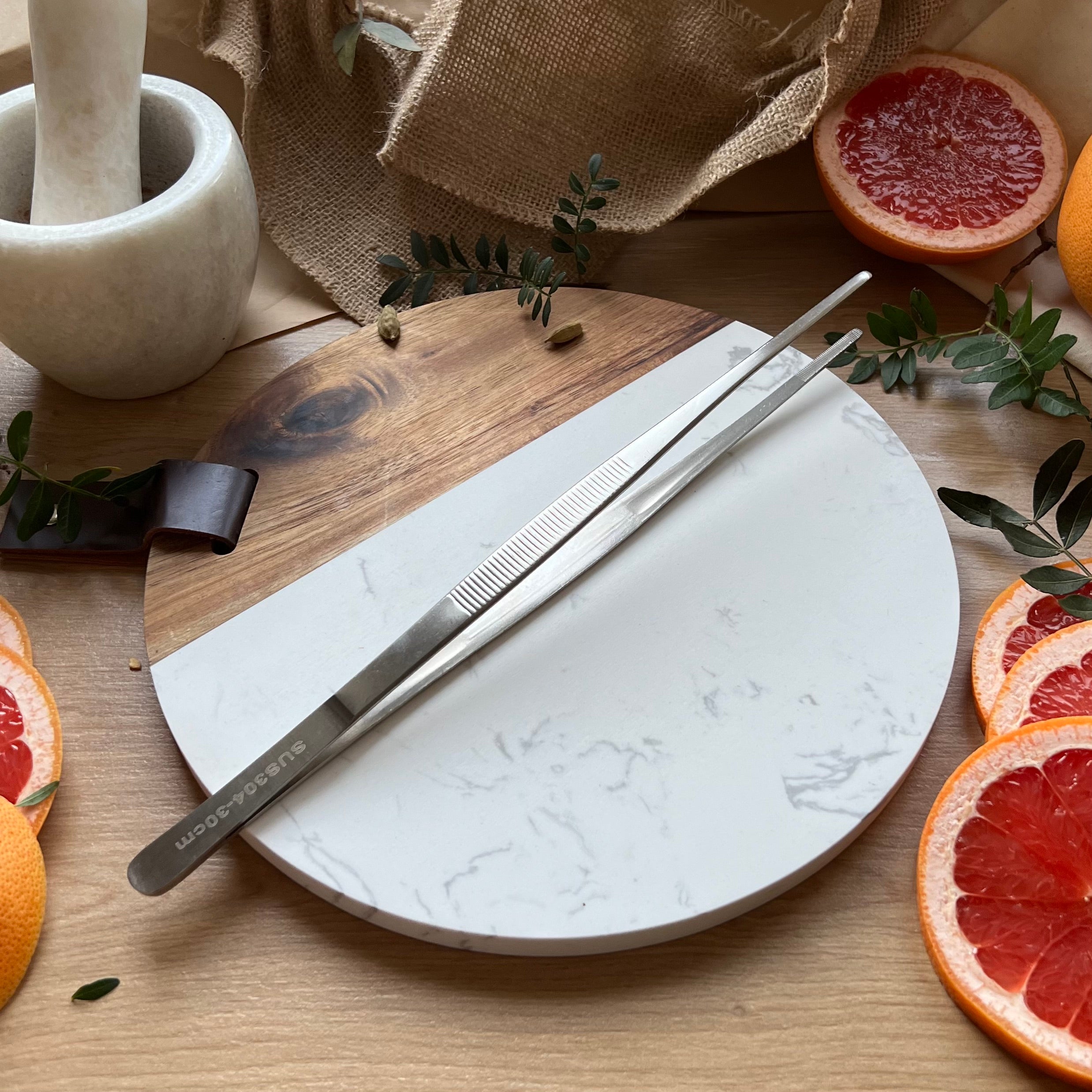 Pinceta kuchenna ze stali nierdzewnej, Hikari – antypoślizgowe, odporne na wysoką temperaturę precyzyjne szczypce kuchenne do układania potraw na talerzach i przenoszenia gorących potraw