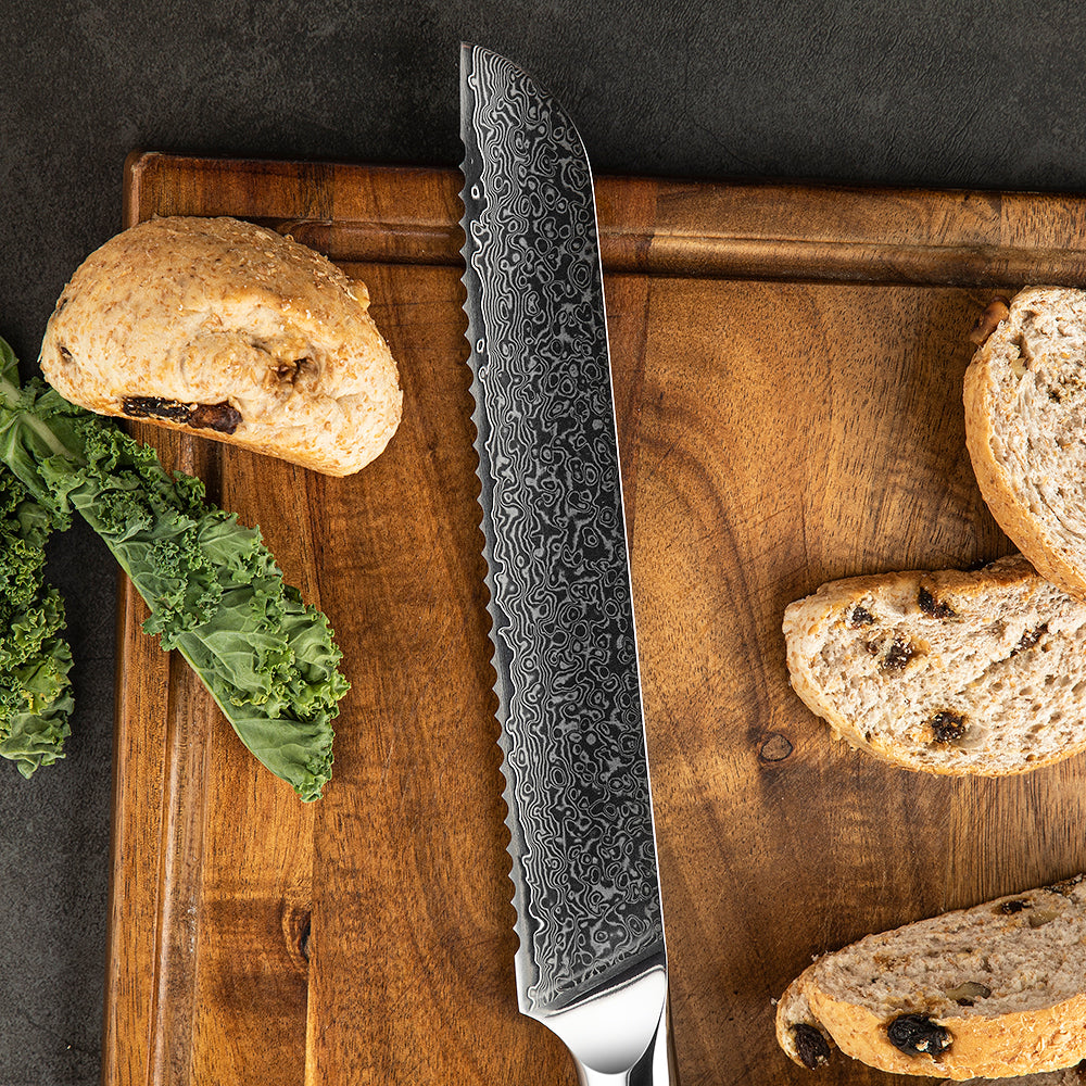 Bread VG-10 Damascus Carbon Fiber Foil Resin Handle 20cm - Hikari