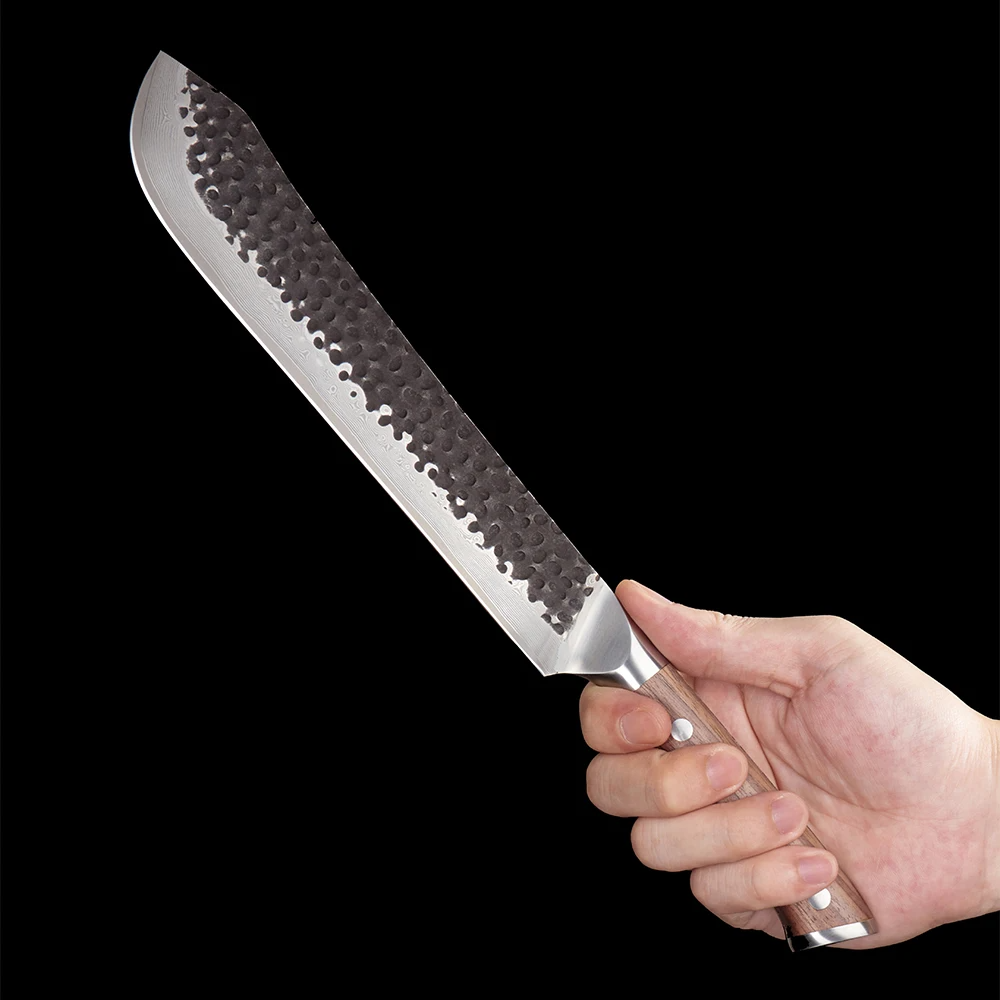 Butcher VG-10 Kurouchi Hammered Damascus Premium Walnut Handle 23cm - Hikari