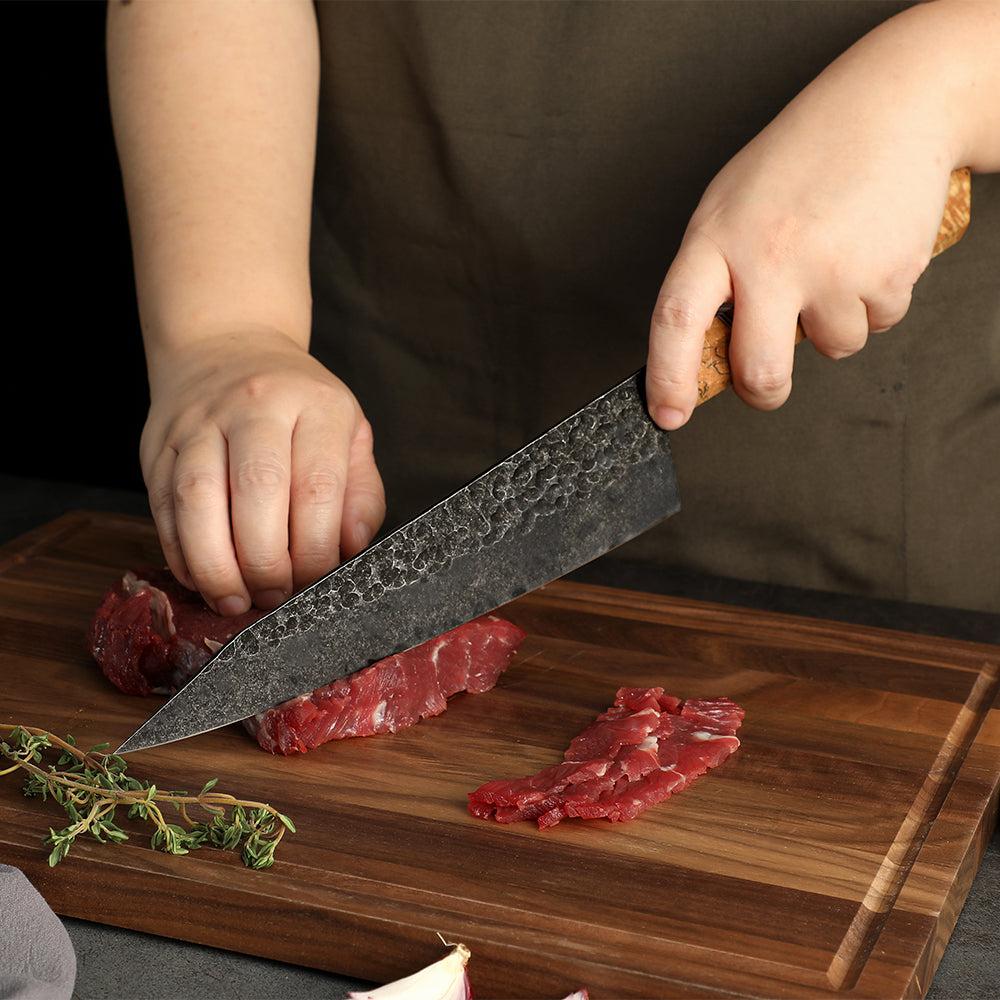 General Purpose Knife for Professionals, Hikari - Carbon Steel, Maple Handle, Cooking Knife, 19 cm - Hikari