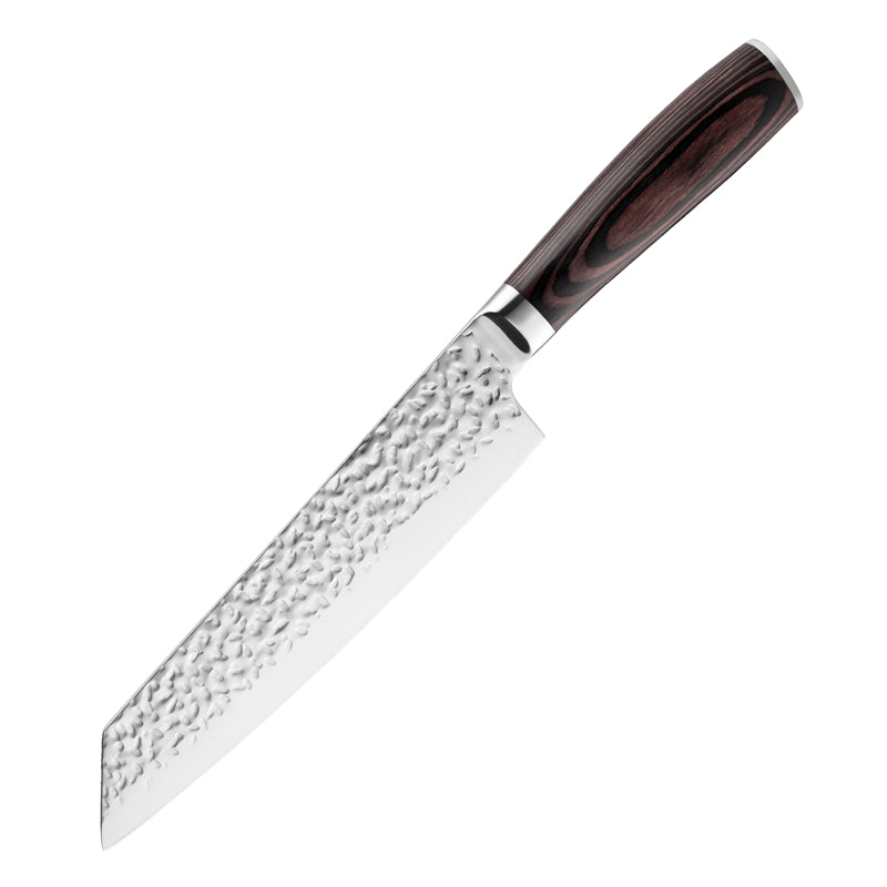 Kiritsuke Japanese knife with a wooden handle on a white background