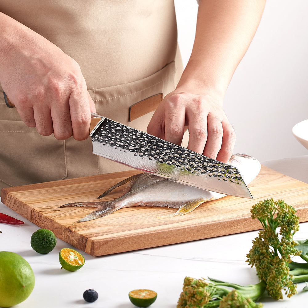 Kiritsuke Knife, Hikari – Japanese-Style Damascus Blade for Slicing, Chopping & Filleting with Olive Wood Handle - Hikari - Kiritsuke [Chef's Knife]