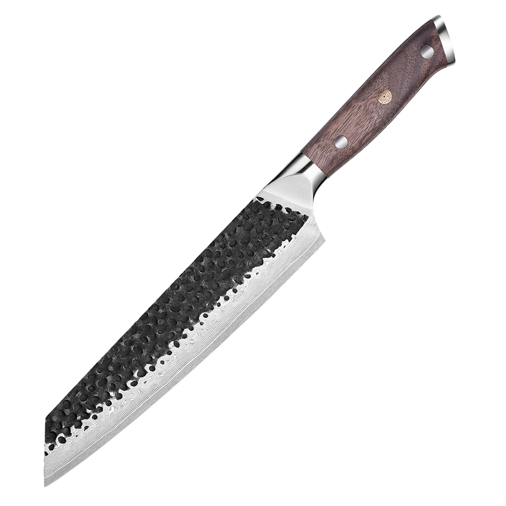 All-Purpose Kiritsuke Kitchen Knife, Hikari – Premium Japanese Damascus Steel, Walnut Handle for Precision Cutting - Hikari