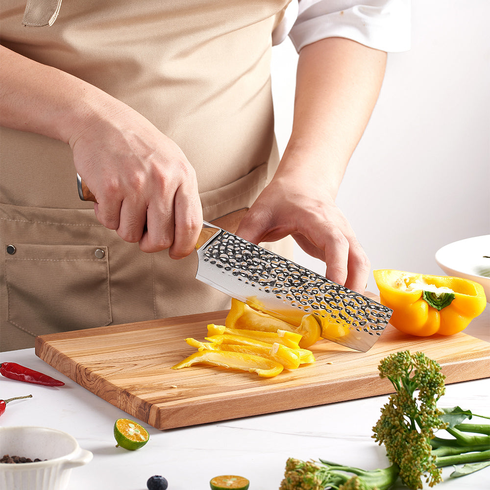 Nakiri, Hikari – Vegetable Knife with VG-10 Damascus Steel Blade and Olive Wood Handle for Veggie Prep - Hikari - Nakiri [Vegetables Knife]