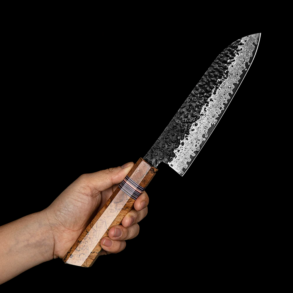 All-Purpose Santoku Knife, Hikari – Premium Damascus VG-10 Steel for Sharpness and Durability - Hikari