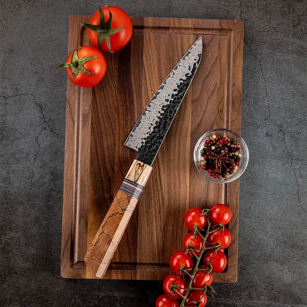Petty / Utility [Small Knives] - Petty Knife, Hikari – Damascus Blade with Maple Handle for Intricate Culinary Tasks - Hikari 