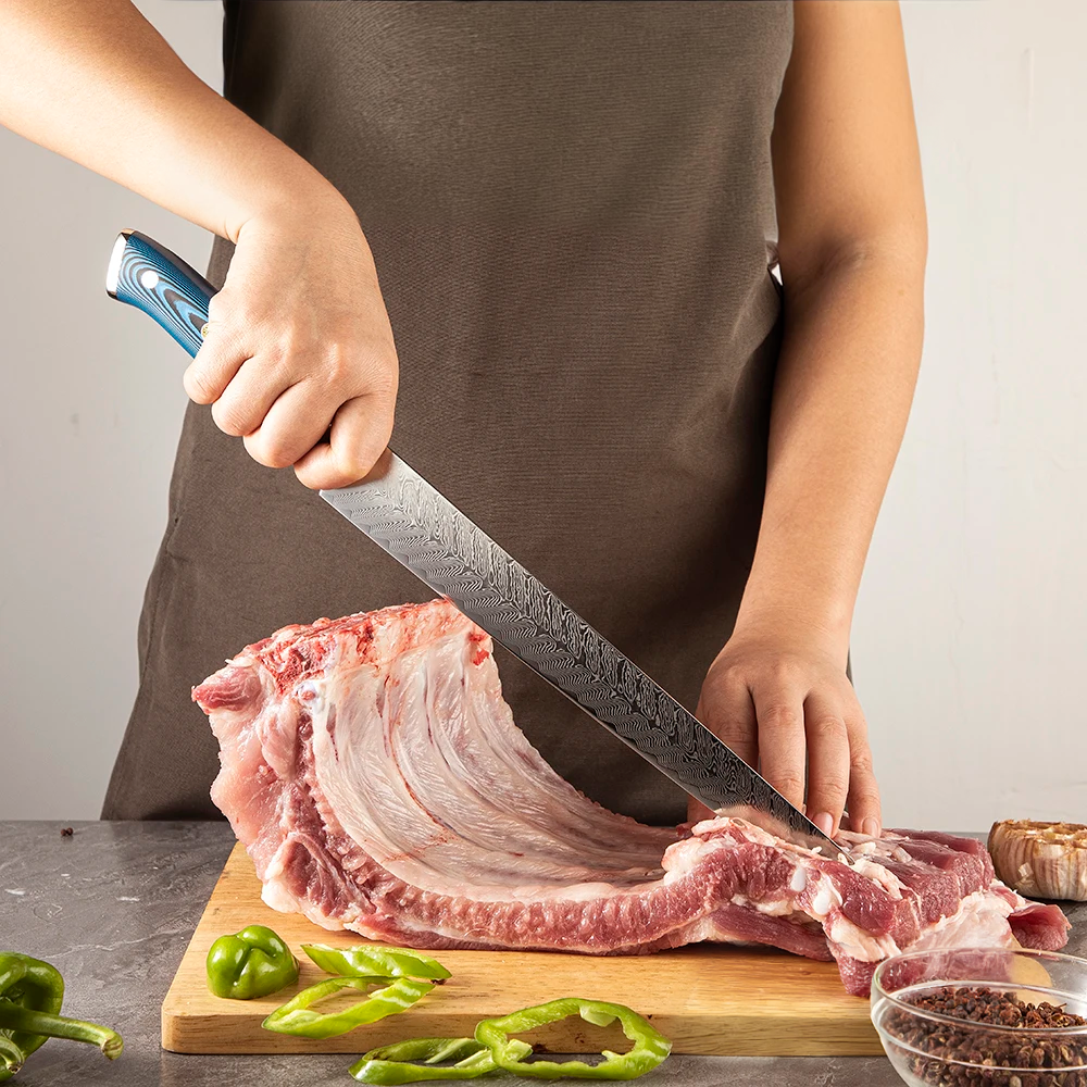 Hikari Yanagiba – Damascus Sushi Knife with Belle Pakkawood Handle, Raw Meat Preparation - Hikari